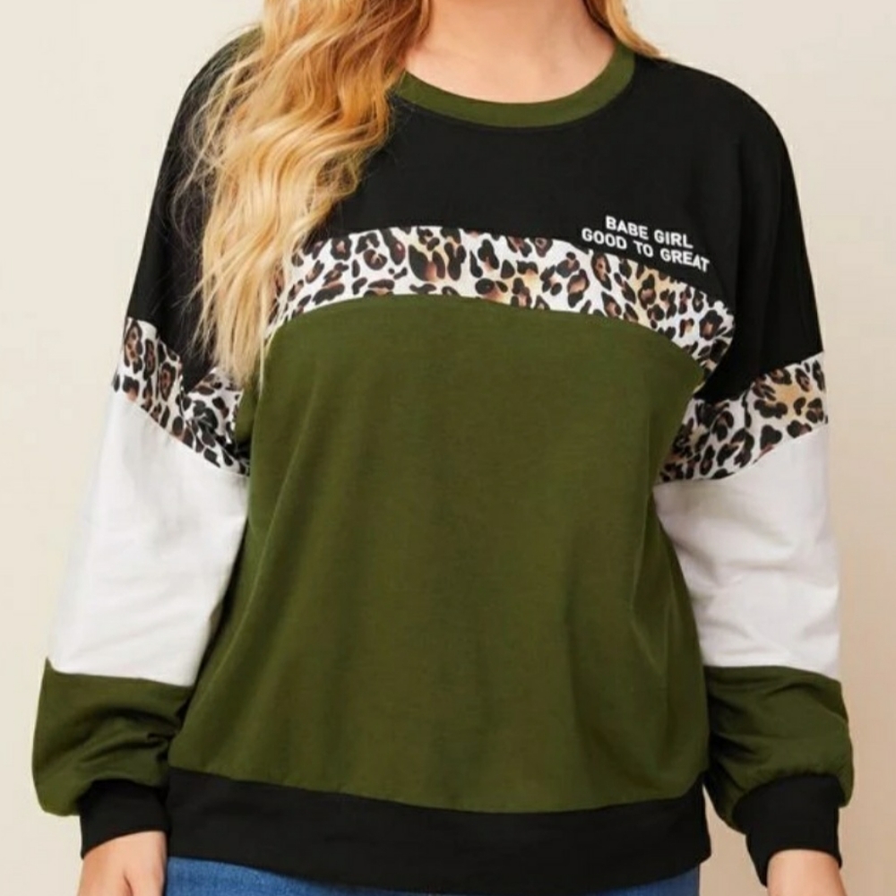 SHEIN LEOPARD PANEL "DISCOVERY" SWEATSHIRT